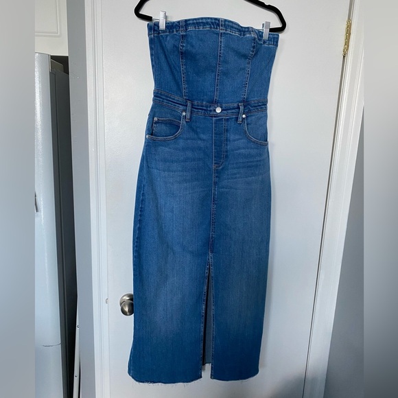 Anthropologie , The Madi Strapless Denim Midi Dress by Pilcro, Md ,EUC - Picture 5 of 14